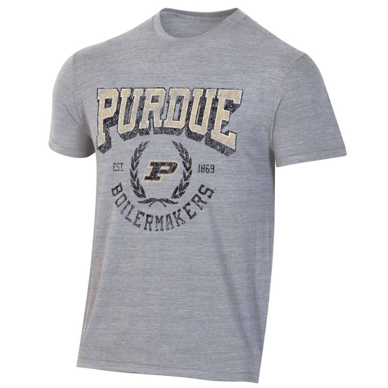 NCAA Purdue Boilermakers Men&#39;s Gray Triblend T-Shirt, 1 of 4