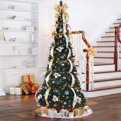 BrylaneHome 7.5 Ft Fully Decorated Pre-Lit Pop-Up Christmas Tree