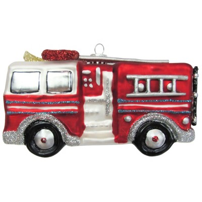 Christmas by Krebs 5" Red and Silver Fire Truck Figurine Christmas Ornament