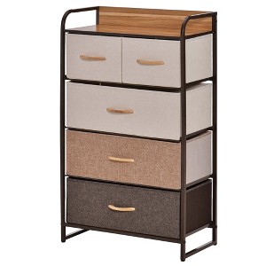 Aghana Digitals 5-Drawer Linen Fabric Storage Dresser with Steel Frame & MDF Top, Foldable Drawers, - 1 of 4