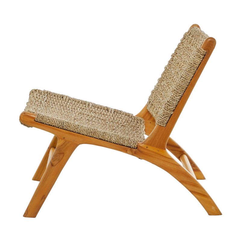 Modern Teak Wood and Woven Seagrass Accent Chair Brown - Olivia &#38; May, 3 of 8