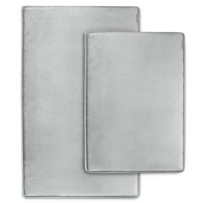 2pc 17"x24" and 21"x34" MICRODRY SoftLux Classic Solid Memory Foam Bath Rug/Runner with Skid Resistant Base: Polyester