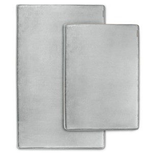 2pc 17"x24" and 21"x34" MICRODRY SoftLux Classic Solid Memory Foam Bath Rug/Runner with Skid Resistant Base: Polyester - 1 of 4