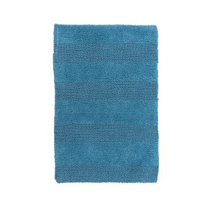 Knightsbridge Stylish And Comfortable All Season Traditional Wide Cut Design Cotton Bath Rug 20" X 30" Light Blue - 1 of 4
