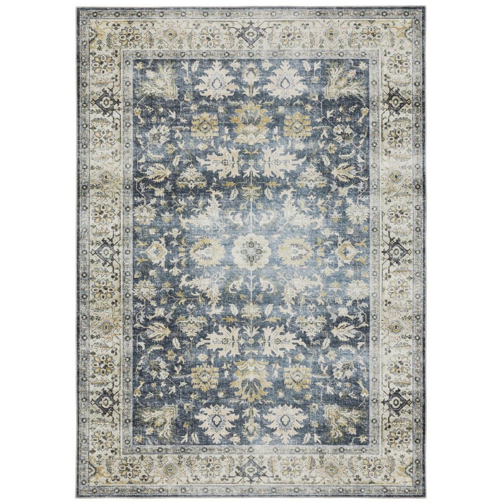 Photos - Area Rug 5'x7' Colette Washable Vintage Oriental Indoor  Charcoal/Gold - Ca