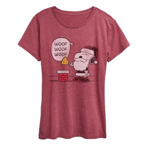 Women's - Peanuts - Snoopy Santa Short Sleeve Graphic T-Shirt - 1 of 4
