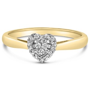 14K Yellow Gold Plated Silver 1/10 Cttw Round-Cut Diamond Heart Engagement Ring - 1 of 4