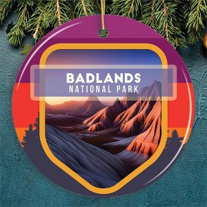 Badlands National Park Retro Style Ornament, South Dakota Tourist Attraction and Gift| OrnamentallyYou - 1 of 4