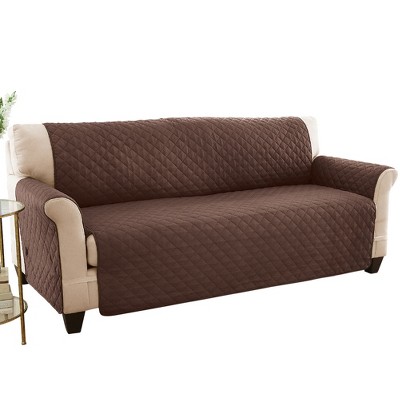 Collections Etc Ultra Reversible Furniture Cover Protector Loveseat Chocolate/Tan