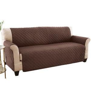 Collections Etc Ultra Reversible Furniture Cover Protector Loveseat Chocolate/Tan - 1 of 4