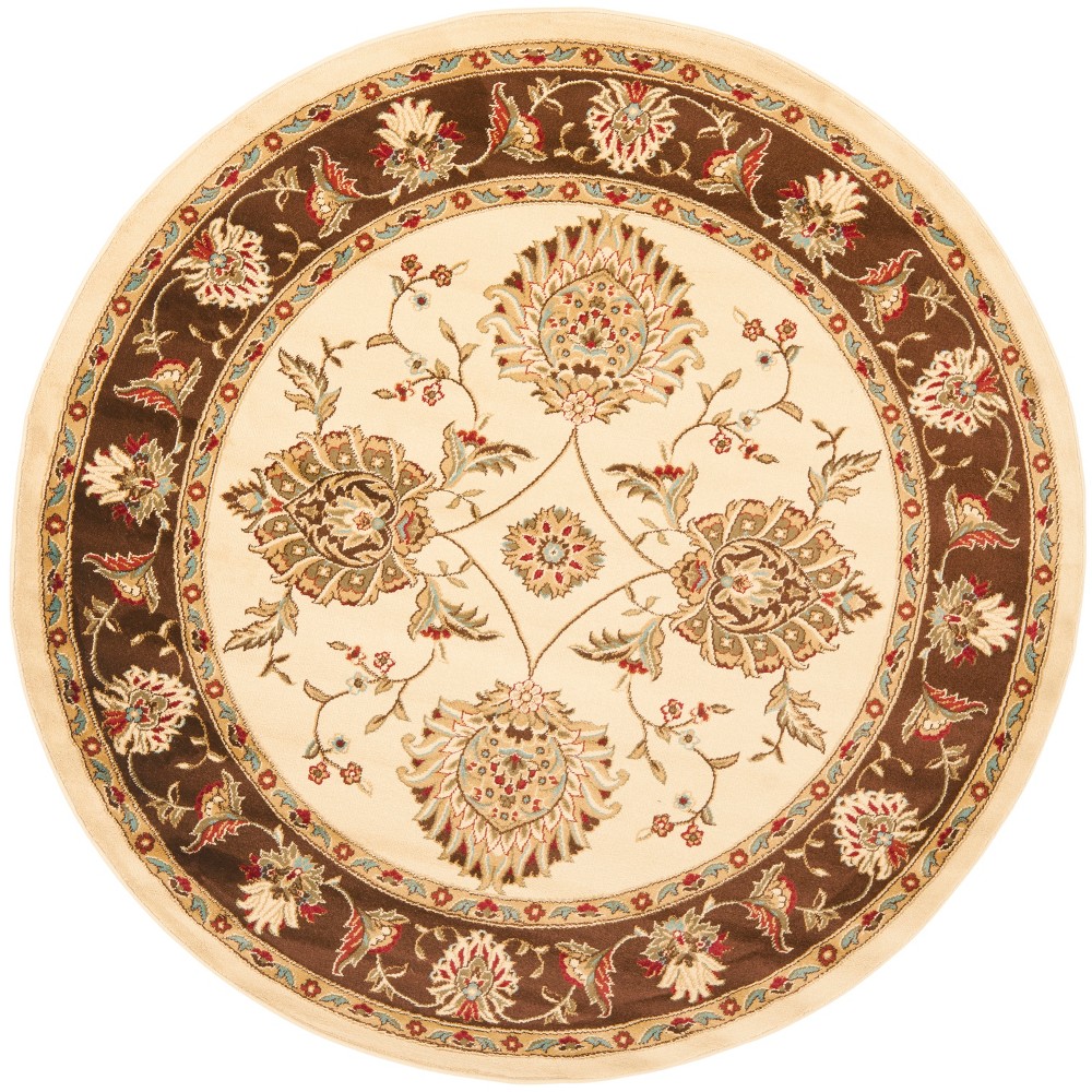 5'3inx5'3in Round Susana Floral Loomed Rug Ivory/Brown Round - Safavieh