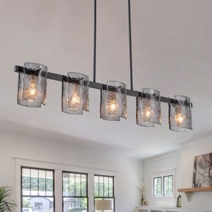LLHZSY 47 1/5" Pendant Chandelier 5-Light Fixture with Gray Glass Combination-Black - 1 of 4