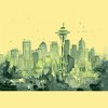 Men's Design By Humans Seattle Space Needle Watercolor By OlechkaDesign T-Shirt - 2 of 3