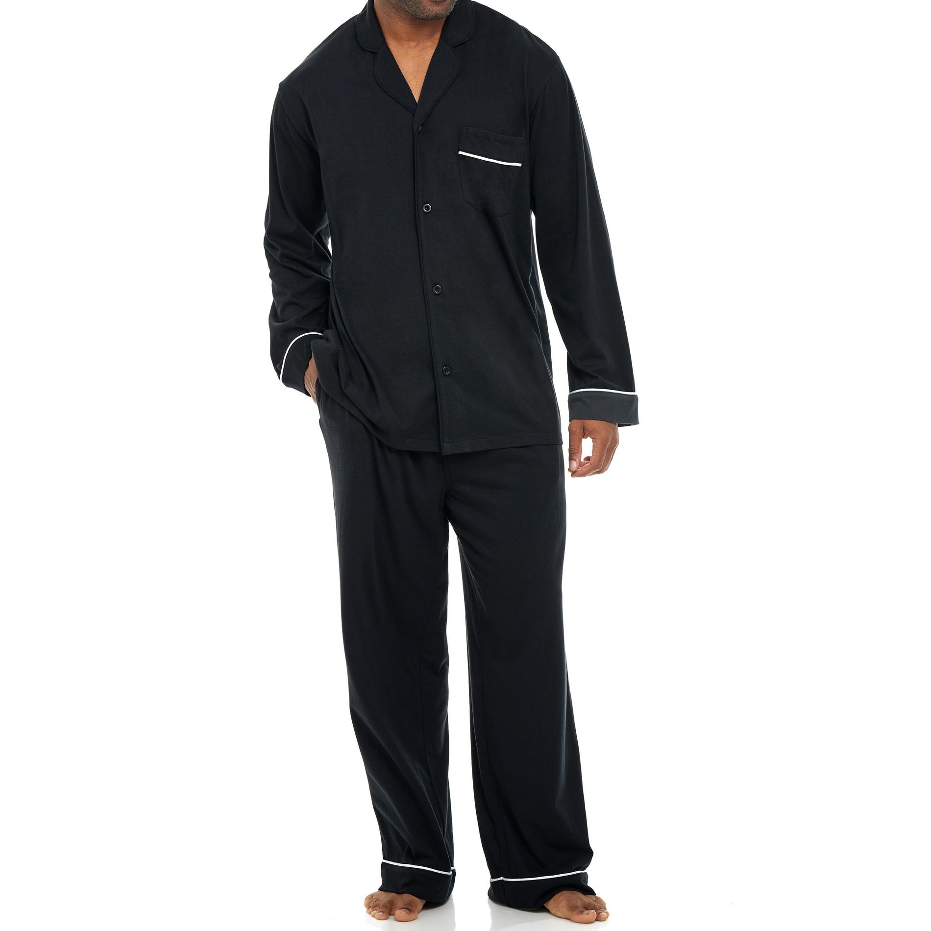 ADR Men's Knit Jersey Cotton Polyester Pajama Set, Soft PJ Set for Men, Comfortable Pajama Set