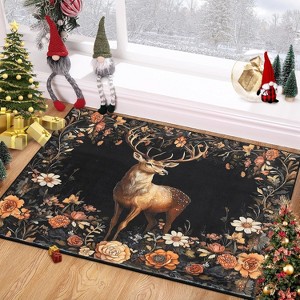 GustoWave Christmas Elk Statue Washable Soft Area Rug for Holiday Decor - 1 of 4