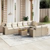 vidaXL 10 Piece Patio Sofa Set with Cushions Beige Poly Rattan - Beige and Cream Table + 5x Middle + 2x Corner - 2 of 4