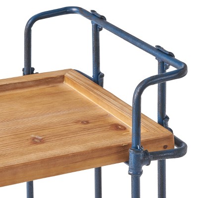 Eden Antique Firwood and Iron Bar Cart with Storage
