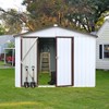 KWPZQEB Outdoor Storage Sheds, Metal Garden Tool Shed with Slooping Roof & Lockable Doors, Weather-Resistant Metal Tool Shed for Backyard, Poolside - 3 of 4