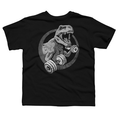 Boy's Design By Humans T-Rex Can Lift Dumbells By Snazzygaz T-Shirt
