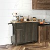 Resenkos Triple Cabinet Rolling Kitchen Island on Locking Wheels with Adjustable Shelf Brown - 3 of 4