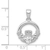 Black Bow Jewelry Sterling Silver and Cubic Zirconia Claddagh Pendant, 15mm - 4 of 4