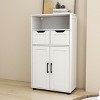 GlasFlength Decorative Storage Cabinets Modern Accent Storage Cabinet with 2 Doors Free standing Cabinet for Living Room, White, 23.6"*11.8"*42.5" - 2 of 4