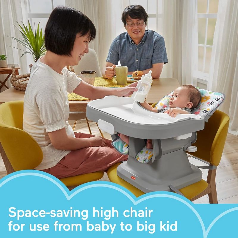 Fisher-Price SpaceSaver Simple Clean High Chair with Wraparound Deep-Dish Tray, Removable Tray Liner, 3 Recline Positions for Toddlers,, 2 of 7