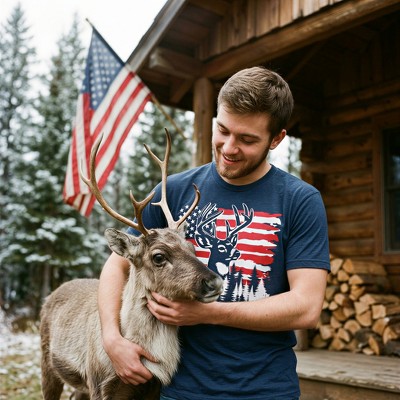Мужские футболки Crazy Dog T-Shirts, Inc. Mens Funny T Shirts USA Buck Sarcastic Fourth Of July Deer Graphic Novelty Tee For Men - Crazy Dog Men's T Shirt For Fourth Of July Navy XL — фото 3