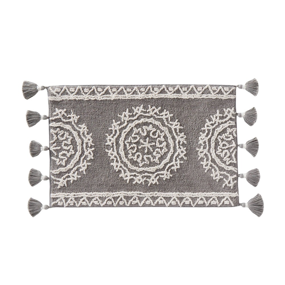 17inx24in Medallia Bath Rug Gray - SKL Home
