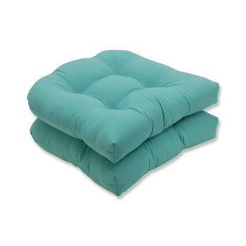 2pk Radiance Pool Wicker Outdoor Seat Cushions Blue - Pillow Perfect
