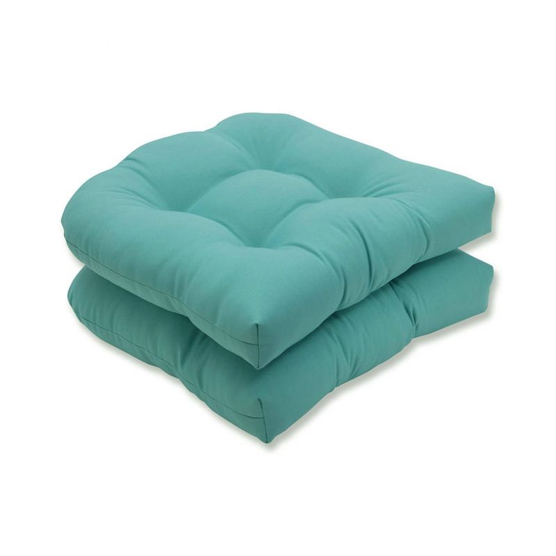 2pk Radiance Pool Wicker Outdoor Seat Cushions Blue - Pillow Perfect, 1 of 7