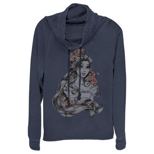 Juniors Womens Beauty and the Beast Flowers Cowl Neck Sweatshirt - 1 of 3