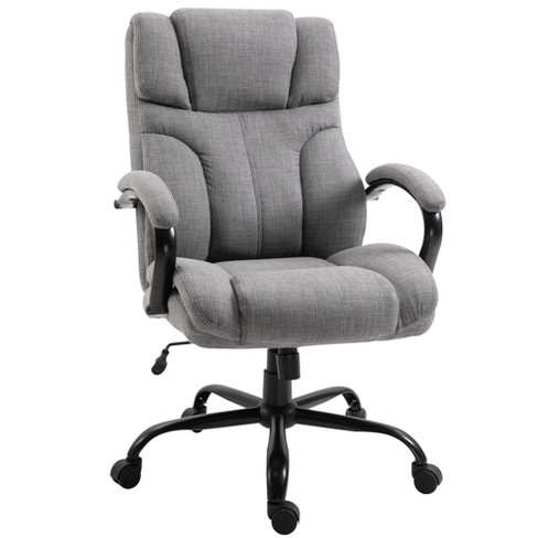 Reclining Office Chair Rolling Swivel Chair Footrest Linen-Feel