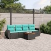 vidaXL 5 Piece Garden Sofa Set with Cushions Black and Blue Poly Rattan - 2 of 4