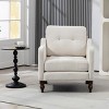 Chenille Accent Chair with USB Port and Storage Pocket,Mid-Century Armchair with Wood Legs for Living Room-Cuddlewood - 2 of 4