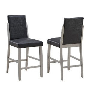 Kings Brand Furniture Milton 24-Inch, Counter Height Bar Stools, Set of 2, Champagne/Black - 1 of 3