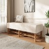Kumasinova 48.7" Soft Linen Fabric Ottoman Bench with Bottom Shelf,Versatile Entryway Shoe Bench with Rubberwood Legs,Beige - 2 of 4
