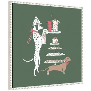 Kate & Laurel All Things Decor Sylvie Beaded Cocoa and Cookies Dogs Framed Canvas by Krissy Mast - 1 of 4