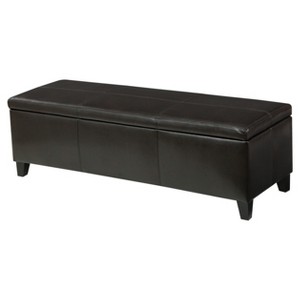 Lucinda Faux Leather Storage Ottoman Bench Brown - Christopher Knight Home