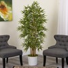 Nearly Natural 64-in Bamboo Artificial Tree in White Tin Planter - 3 of 3