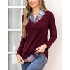 WhizMax Women's Long Sleeve Contrast Collared Shirts Patchwork Work Blouse Tunics Tops - 4 of 4