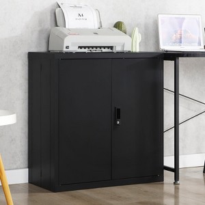 Munora Metal Storage Cabinet with Locking Doors and Adjustable Shelf, Folding Filing Storage Cabinet for Home Office, School, Garage, Black - 1 of 4