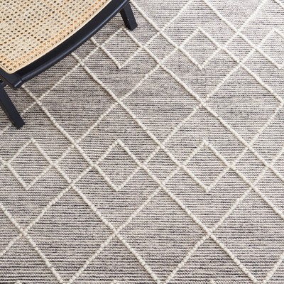 Natura Ivory and Black Hand-Tufted Wool Runner Rug