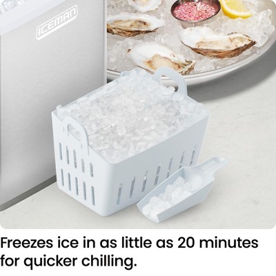 Stainless Steel Countertop Nugget Ice Maker with Scoop and Basket