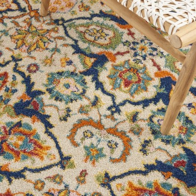 Allur Floral Ivory Multicolor 6' x 9' Easy-Care Area Rug