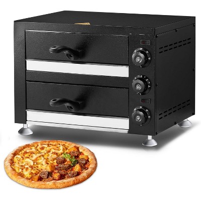 ROVSUN Indoor Pizza Oven Countertop, 1100W Stainless Steel Single Layer Commercial Electric Pizza Oven w/ Timer and Temperature Control, Easy-to-Clean