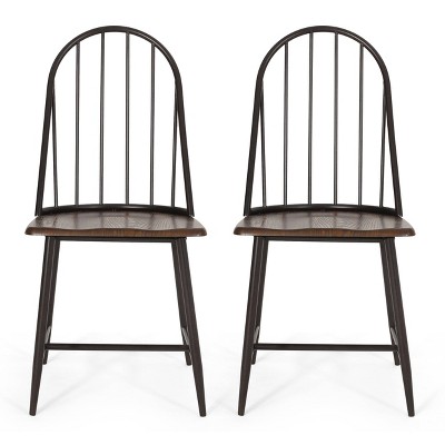 Christopher Knight Home 2pk Gessling Farmhouse Spindle Back Dining Chairs Dark Brown/Black