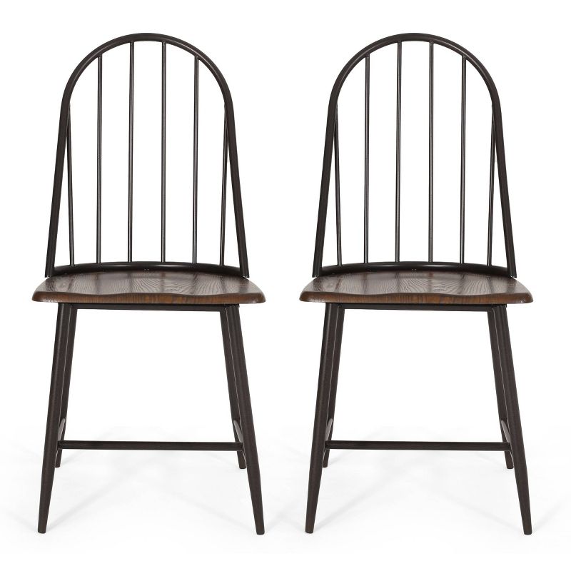 2pk Gessling Farmhouse Spindle Back Dining Chairs Dark Brown/Black - Christopher Knight Home, 1 of 13