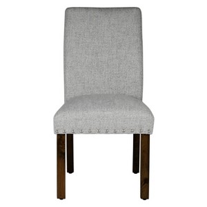 Michele Dining Chair with Nailhead Trim (Set of 2) - Marbled Gray - HomePop