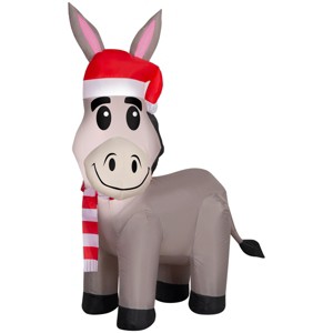 Holiday Living 4-ft Lighted Donkey in Santa Hat Christmas Inflatable - 1 of 4